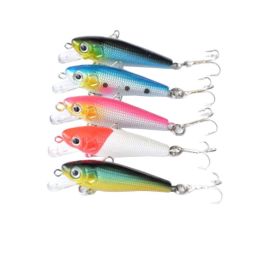 Random Color Set Of 5 Mini Minnow Ultralight Fishing Lures & Luminous Fishing