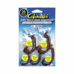 Gamakatsu Ewg Worm Assortment 2/0 4/0 25 Per Pack